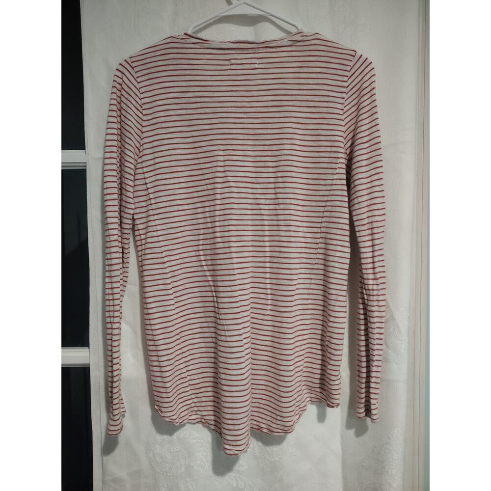 Madewell Small Long Sleeve Top White Red Stripe Casual Minimalist Soft Relaxed - Picture 3 of 3